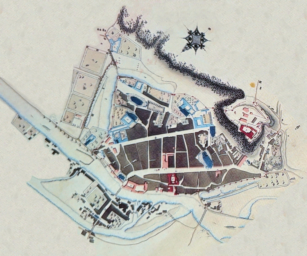 Stadtausdehnung um 1800 mit Maulbeerplantagen